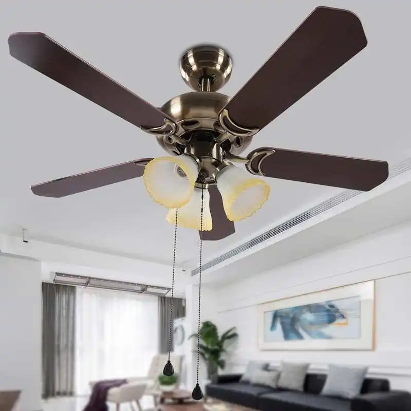 

3 Speed Lights 5 Blades Ceiling Fan 60W Bronze 42 Inch 3 Lamp Holder Reversible Hand Pull Type Ceiling Fan (now only send to GB)