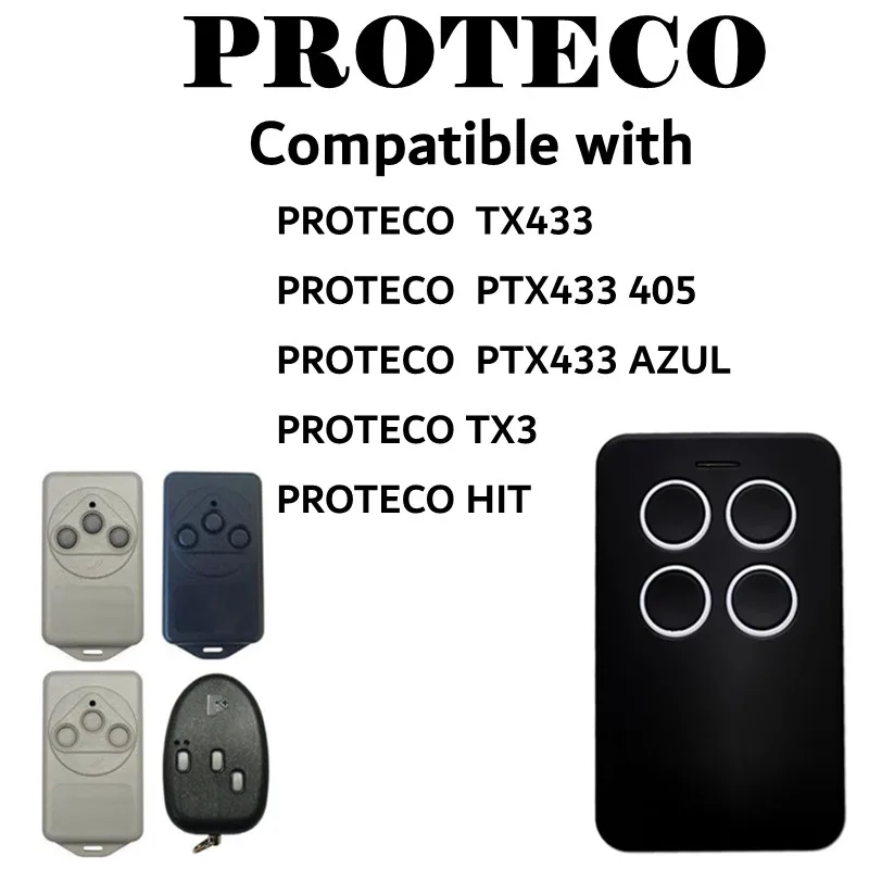 

2pcs PROTECO TX433 PTX433 405 PTX433 AZUL TX3 HIT Garage Door Opener 433MHz Fixed Code Gate Remote Control Transmitter Key Fob