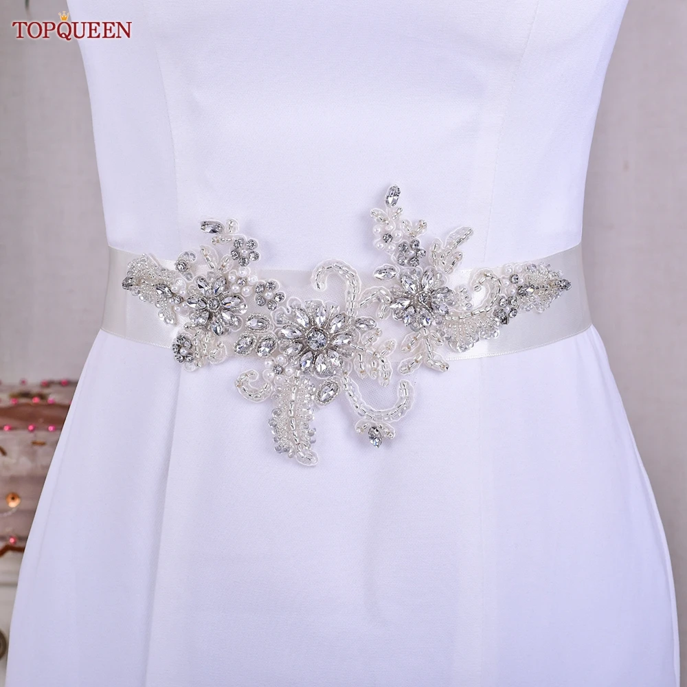 

TOPQUEEN S139 свадебный пояс Свадебные аксессуары цветок Стразы Кристалл для беременных пояс размера плюс платье подружки невесты украшение