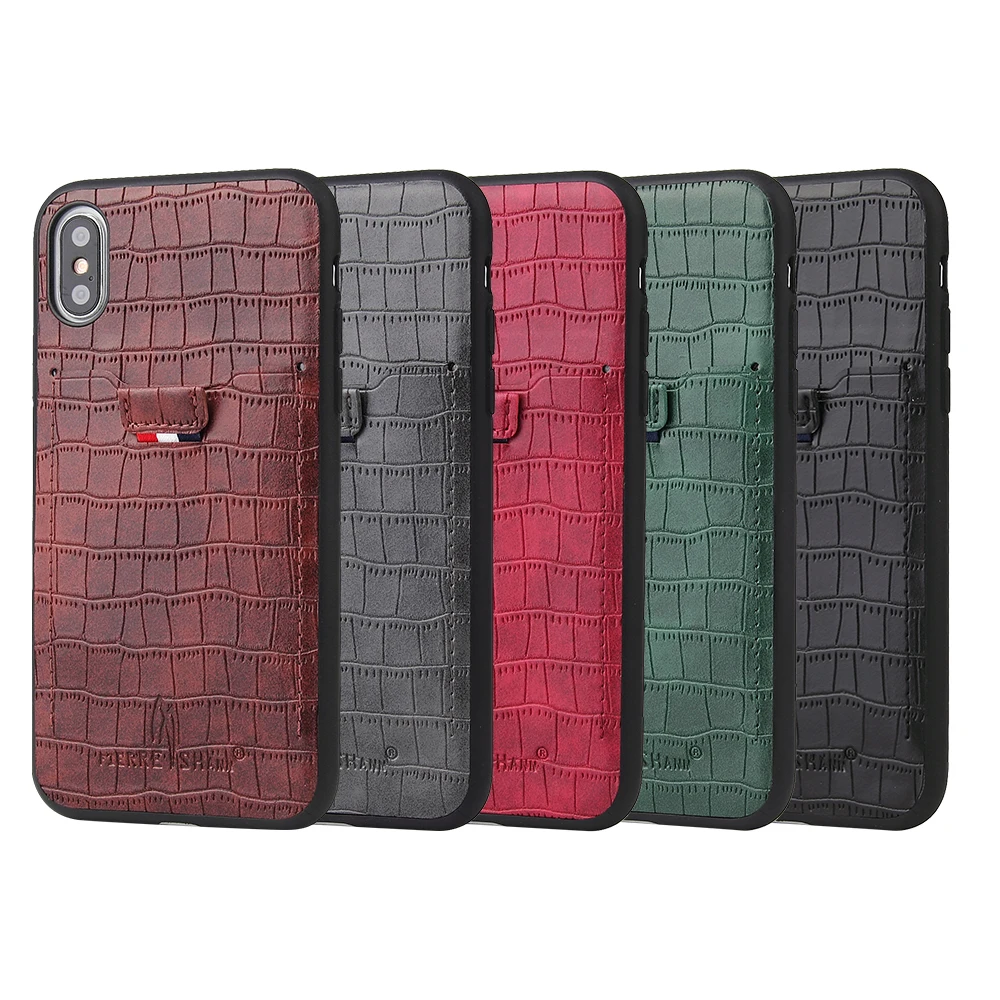 Роскошный чехол из искусственной кожи с тиснением под крокодила для iPhone X Xr Xs 7 8 Plus
