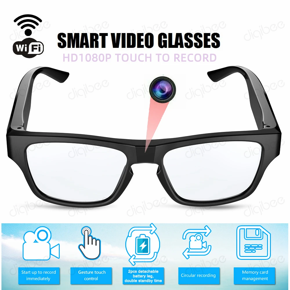 Touch Design Smart Glasses Mini Camera WiFi Hot-Spot Eyewear Camcorder espia camara gafas Video Recorder for Outdoor Car Driving