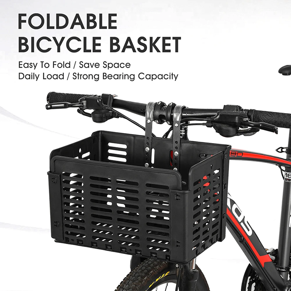

Bicycle Metal Basket Handlebar Foldable Pannier Cycling Carryings Pouch Luggage Carry Case Optional Strengthened or Basic Type