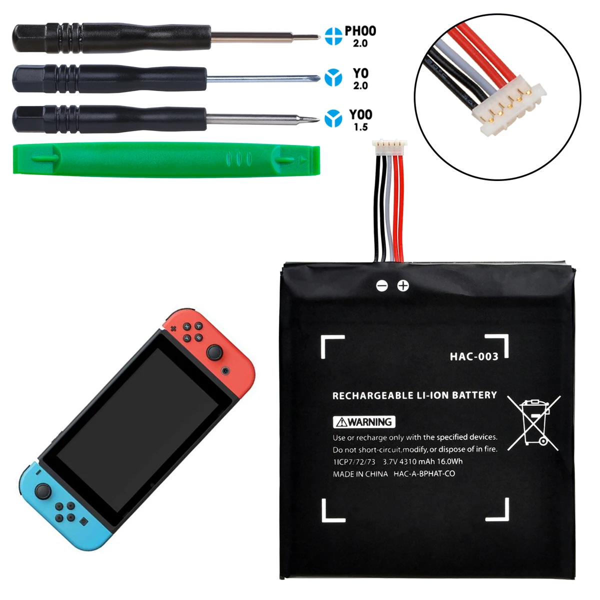 

2 pcs 3.7V 4310mAh HAC-003 Rechargeable Li-ion Battery for Nitendo Switch Console with Installation Tools
