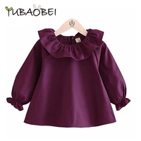 toddler girl shirts 2020 spring fashion white purple blue color baby girls blouses cute long sleeve ruffle tops kids clothes
