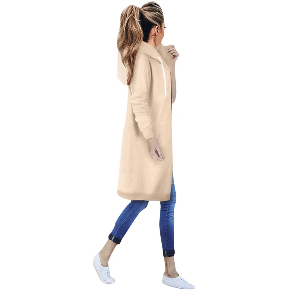 Women Warm Zipper Open Hoodies Soild Sweatshirt Long Coat Jacket Tops Outwear Streetwear Women Oversized Hoodies Sudaderas