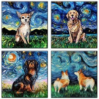 starry sky diamond paint dog pictures diamonds 5d fast delivery flower deer new diamond embroidery 2021 interior paintings arts