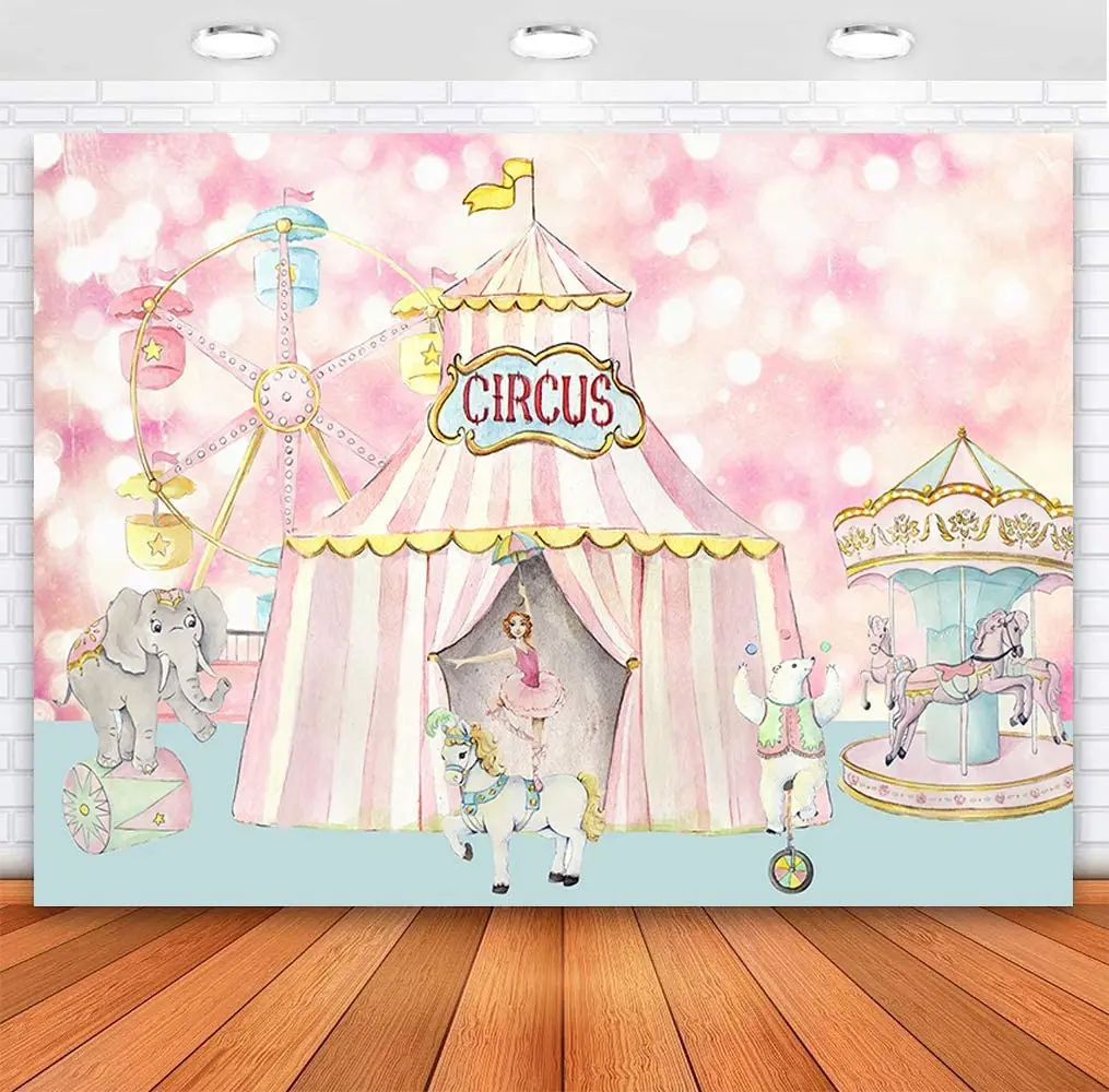 Pastel Pink Circus Carnival Carousel Big Tent Girls Baby Shower 1st Birthday Party Banner Decorations Dessert Candy Cake Table | Дом и сад