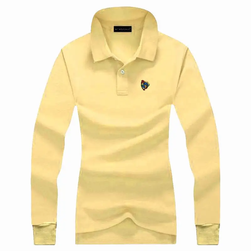 Рубашка-поло женская с вышивкой 100% хлопок длинным рукавом повседневная