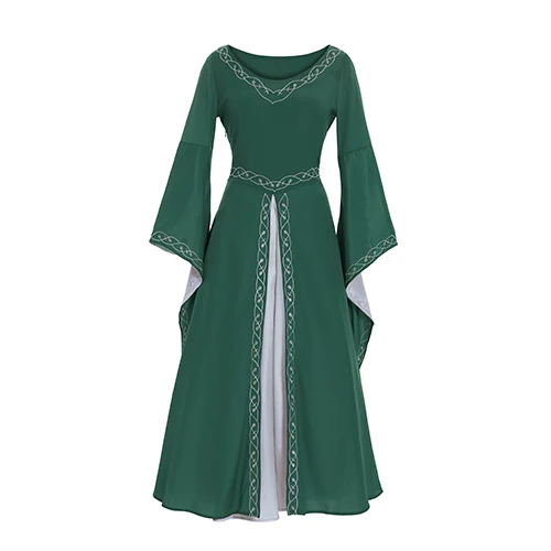 Costumebuy, средневековое платье, костюмы на Хэллоуин, для женщин, для косплея, Дворцовое благородное длинное платье, древнее платье принцессы с рукавами-колокольчиками - Цвет: green