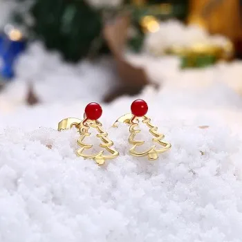 

2 Colors Christmas Tree Stud Earrings Cute Earrings New Fashion Jewelry for Women Girl Christmas Gift