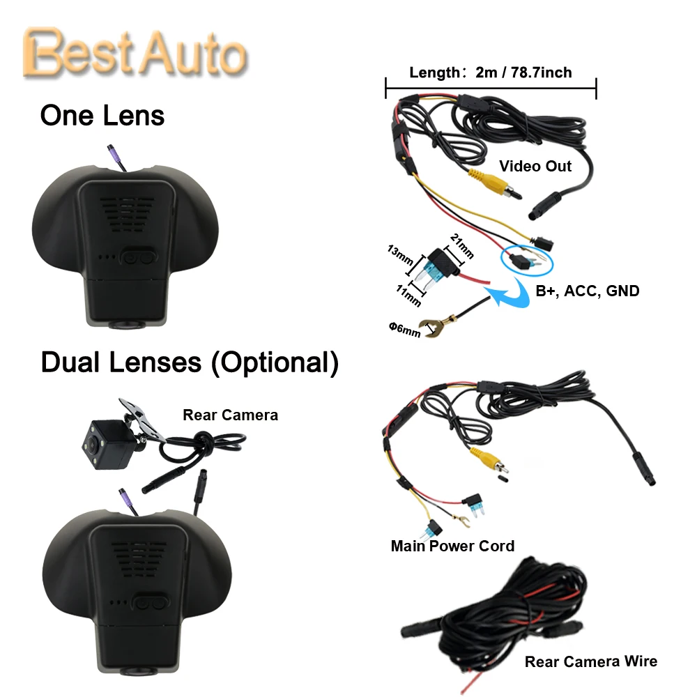 Цифровой видеорегистратор 1920*1080P с Wi-Fi и управлением через приложение для Volvo V40