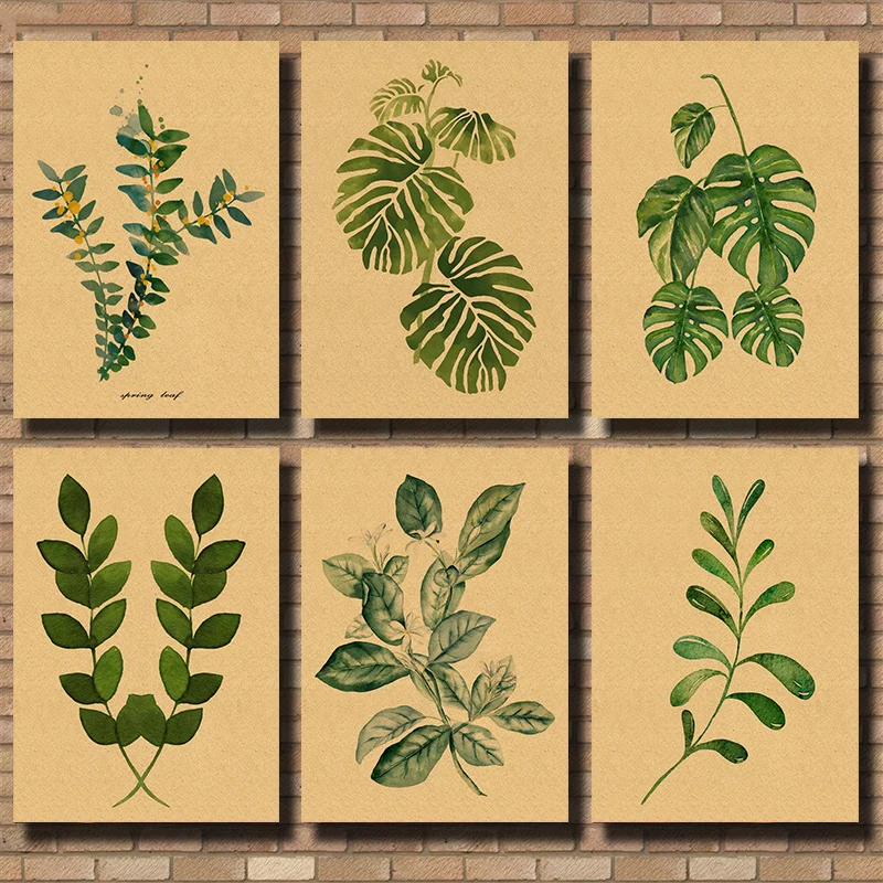 Скандинавские картины с листьями растений WTQ декоративные листы Картина на