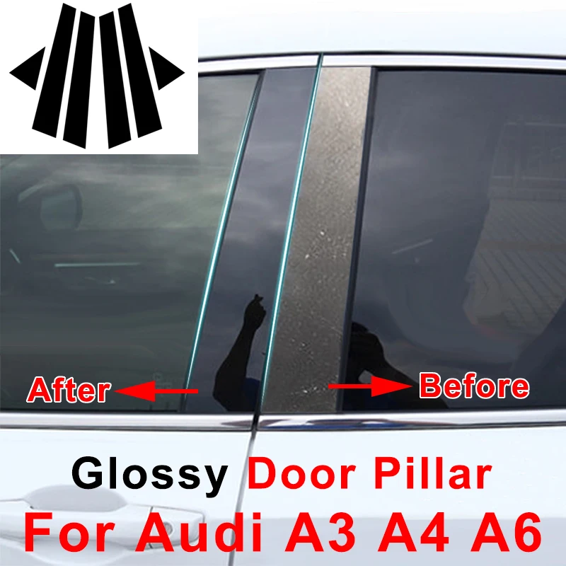 Глянцевая декоративная наклейка на окно автомобиля в-столб для Audi A3 8V A4 B8 A6 C7