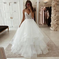 eightree sexy princess wedding dresses lace appliques bride dress 2021 a line v neck tulle wedding gowns sweep train plus size