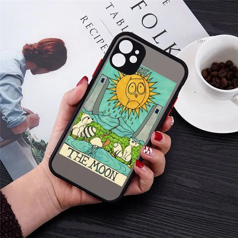 

INS Witches The Moon And Sun Tarot Totem Phone Case matte transparent For iphone 7 8 11 12 plus mini x xs xr pro max cover