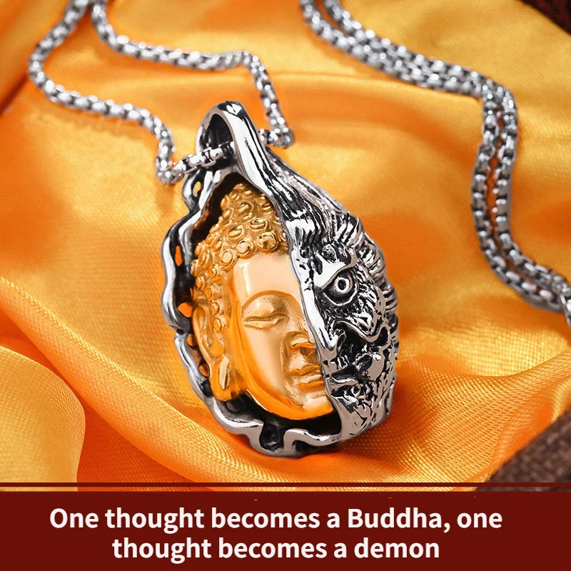 

2021 New Creative Design Buddha Demon Necklace Pendant Implied Meaning Buddha Necklace Pendant for Man Woman Jewelry Wholesale