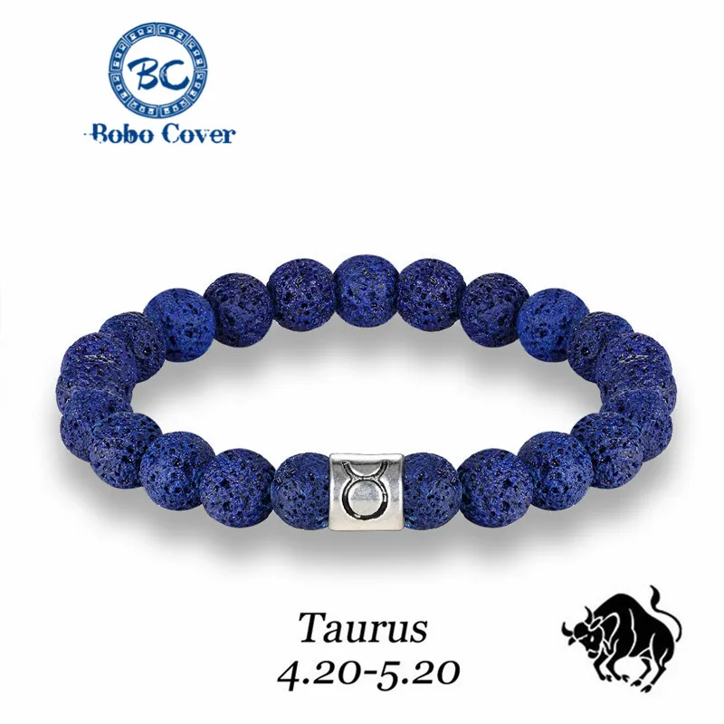 Двенадцать созвездия Зодиака Знаки бисерный браслет для мужчин и женщин синий 8