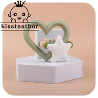 kissteether love heart star bpa free silicone pacifier teething toy baby nursing bracelet baby molar teether bracelet bath gift