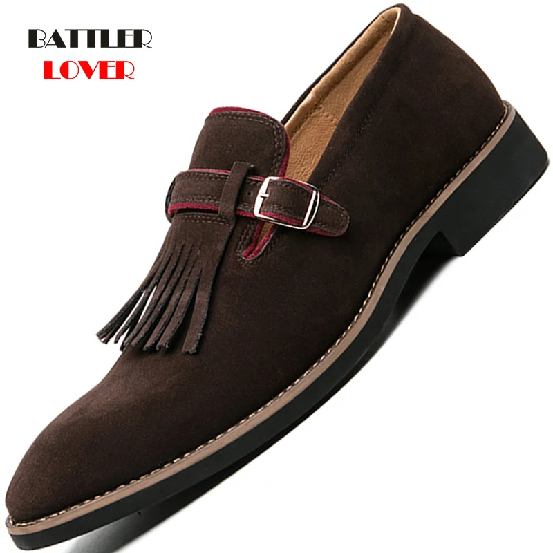 

New Men's Tassels Business Dress Shoes Pointy Leather Formal Office Men Shoe Party Fashion Male Wedding Footwear Big Size 38-48