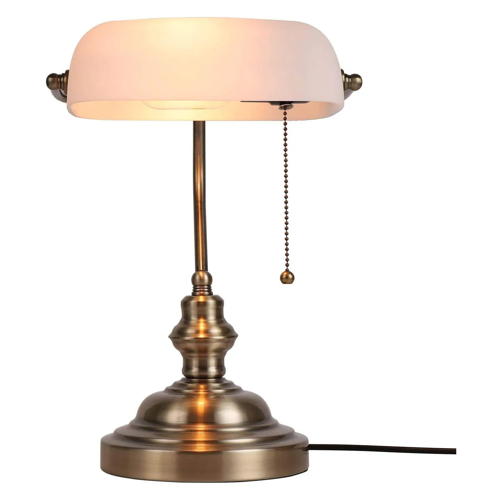 Classic Retro Bankers Lamp Table Lamps Traditional Pull Chain Switch Brass Finish Antique Desk Lamp for Home Office Bedroom