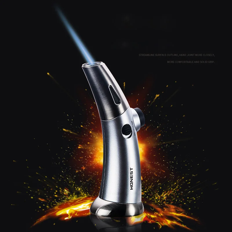Honest Table Blow Torch Lighter Refillable Windproof Straight Flame Jet Gun Lighters with Fire Lock Free Your Hands for Cooking | Дом и сад