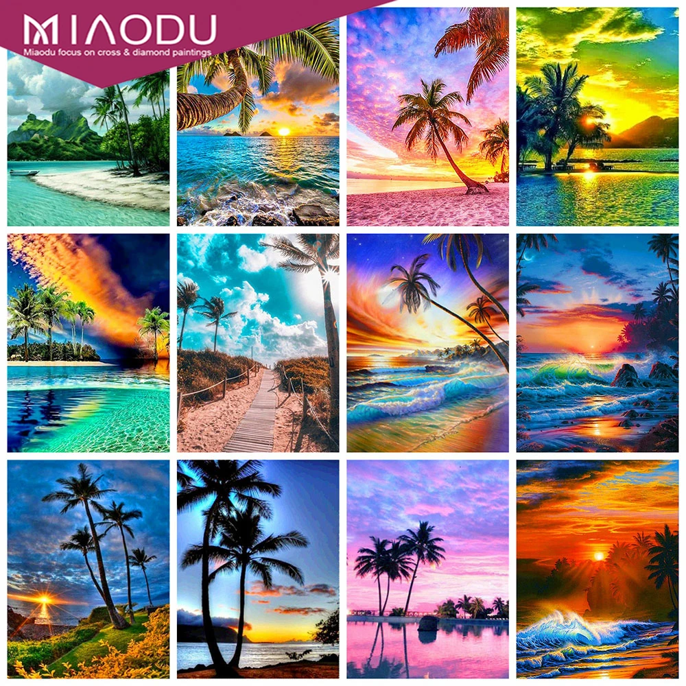 

Miaodu Diamond Art Painting Seaside Diamond Embroidery Landscape Pictures Of Rhinestones Mosaic Cross Stitch Home Decor