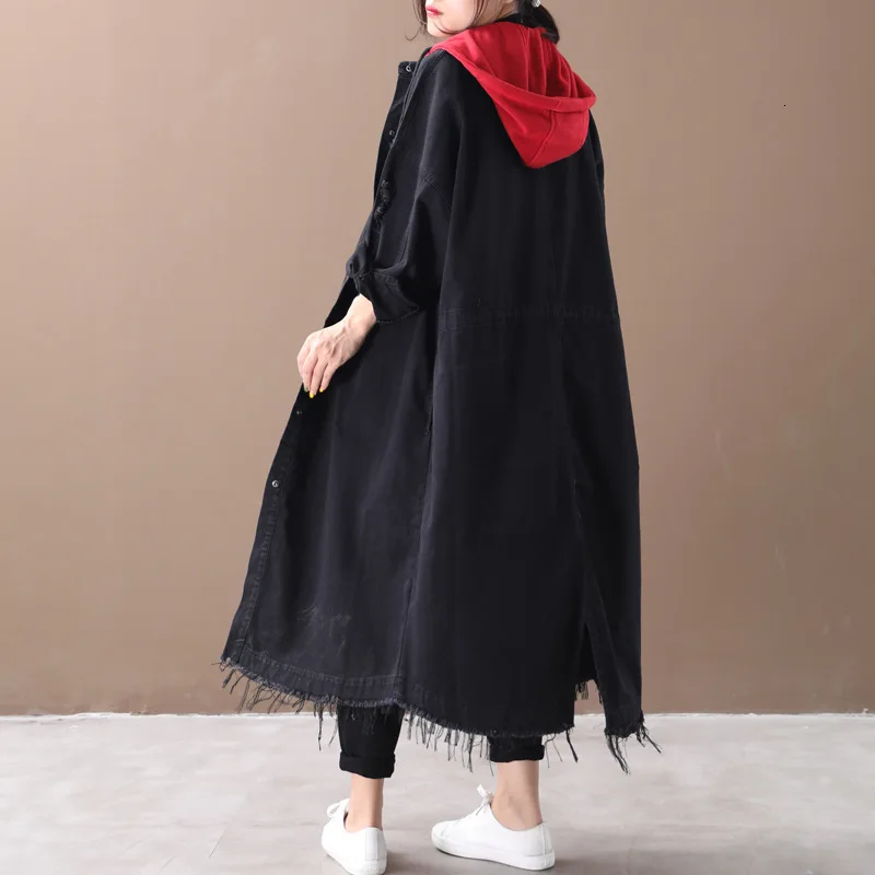 Max LuLu осенняя одежда модные корейские роскошные женские джинсовые тренчи женские с капюшоном Большие винтажные длинные ветровки