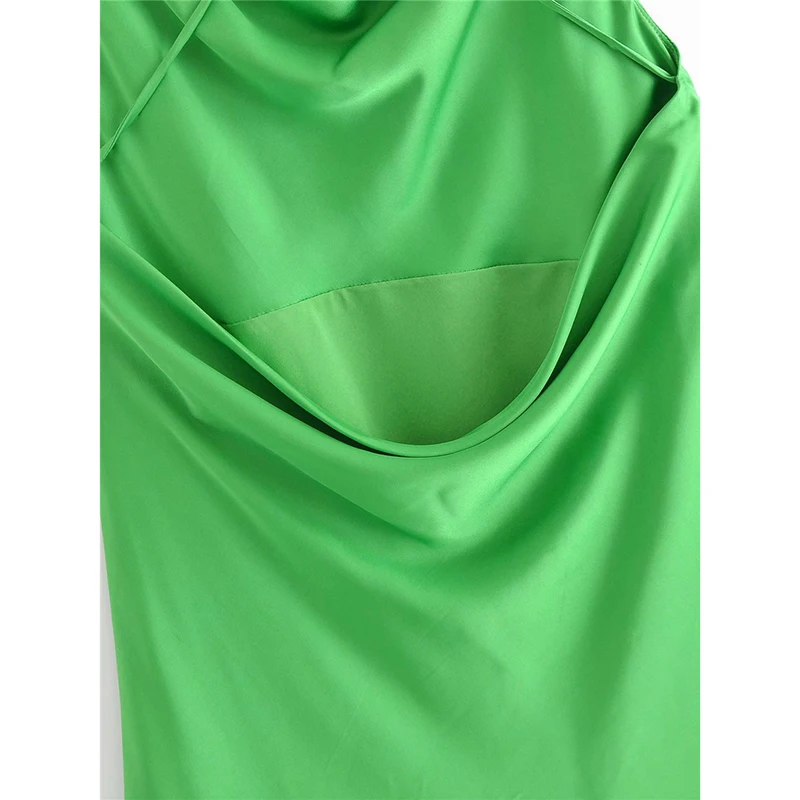 

Sukibandra 2021 Summer Spaghetti Strap Satin Dress for Women Sexy Sleeveless Green Slip Dresses Casual Short Woman Female Dress