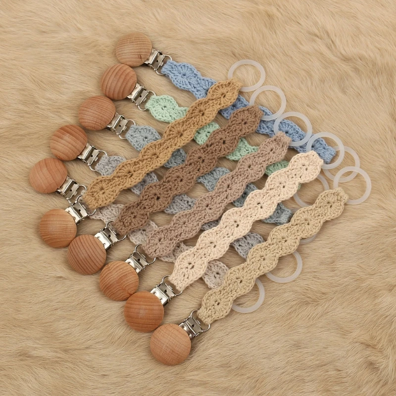

Vintage Crochet Pacifier Clip Baby Pacifier Chain Clips Adapter Holder O Rings Newborn Teething Soother Chew Dummy Clips