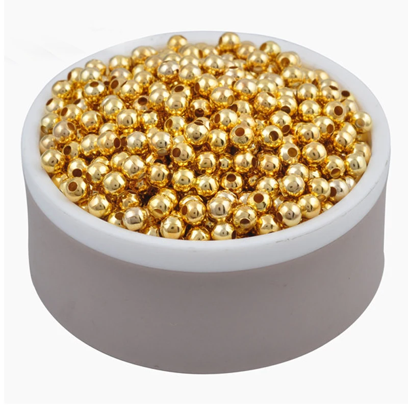 100 шт 4 мм 5 6 8 позолоченные круглые металлические серебряные бусины для