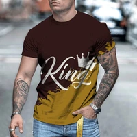 summer retro mens european and american loose round neck street culture short sleeved t shirt english letter printing 3d