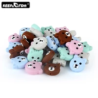 keepgrow 5pc mini silicone bear beads food grade baby teether diy necklace silicone pearl bpa free teething toys baby products