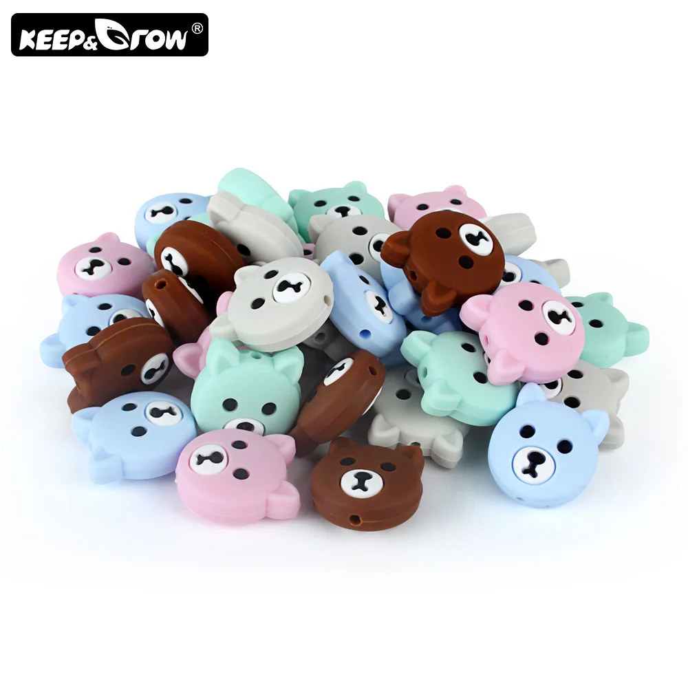 Keep&ampGrow 5pc Mini Silicone Bear Beads Food Grade Baby Teether DIY Necklace Pearl BPA Free Teething Toys Products | Мать и ребенок