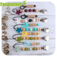 fosmeteor five pointed star pacifier chain iron clip food grade chew silicone beads infant pacifier chain and lobster clasp