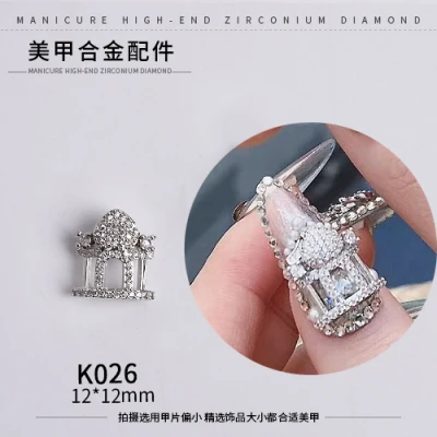 K026 Серебряный 5 шт. Птица/Сердце/Любовь Купидон дизайн ногтей циркон Длинная цепочка Кулон Ювелирные изделия ногтей циркон алмаз ногтей циркон украшения - Цвет: K026