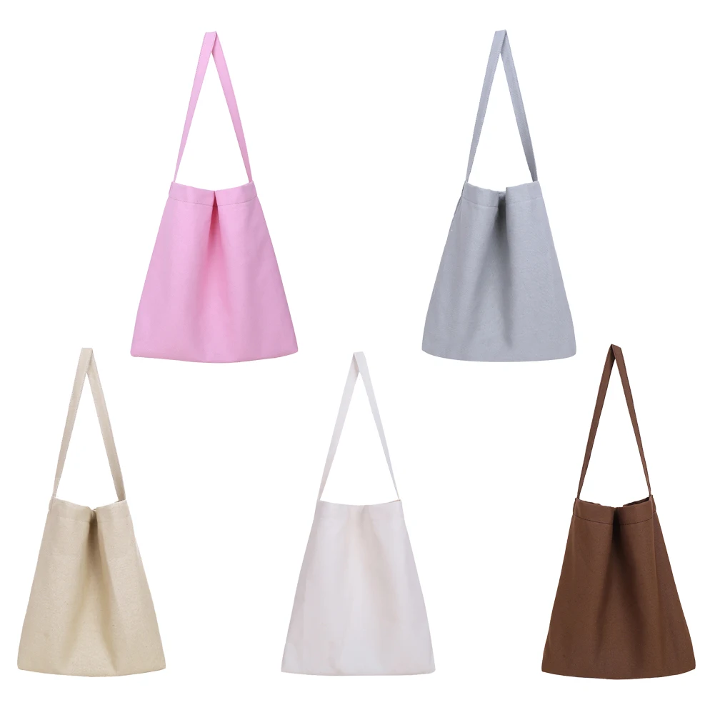 

Women Leisure Canvas Shoulder Shopping Bags Simple Solid Color Shoulder Tote Bag Large Capacity Soft Hand Bags