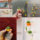 6 шт.компл. 3D Милые суккуленты, магнитные фотообои для кухни, холодильника, магнитные кнопки, кактус, декоративные аксессуары