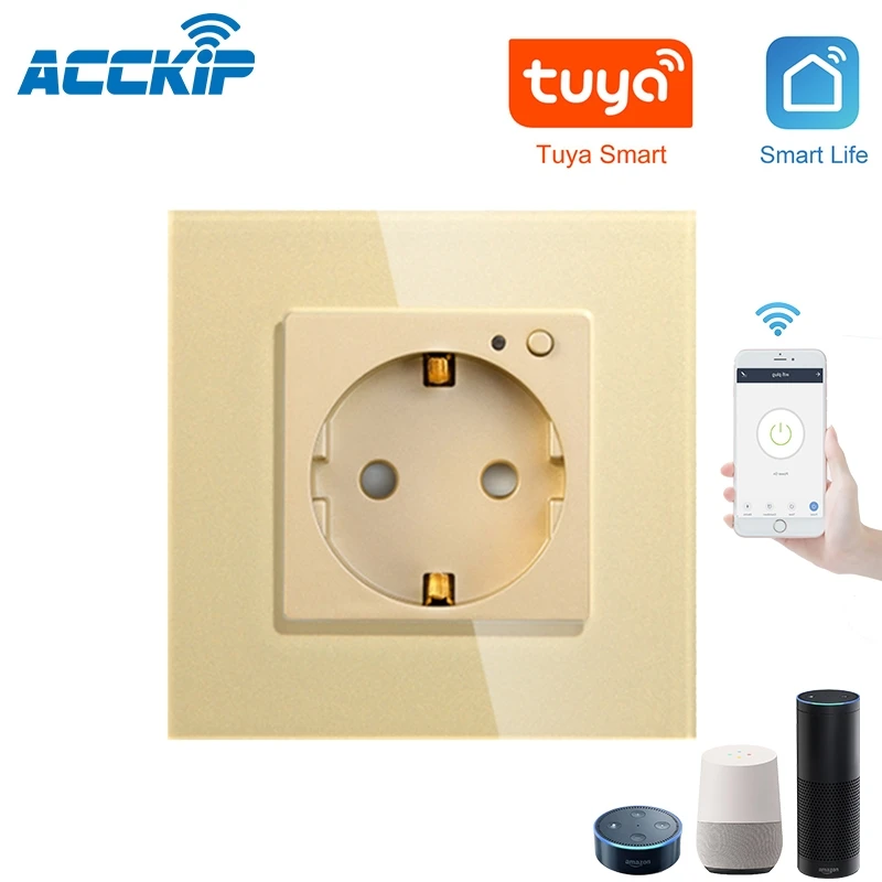 ACCKIP Wi Fi настенная розетка стандарт ЕС умная белый черный золотой цвета