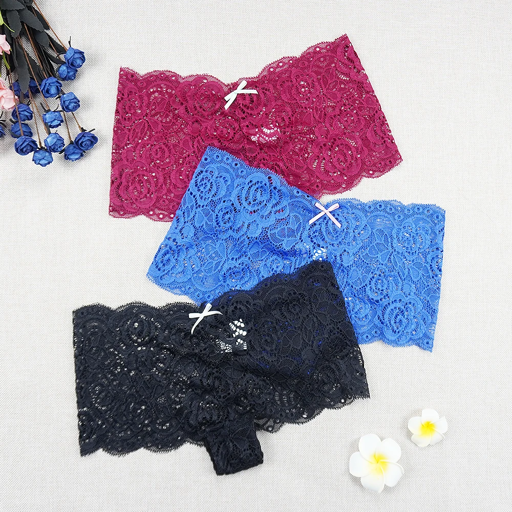 3 шт./лот сексуальные женские трусы боксеры кружевное нижнее белье размера плюс