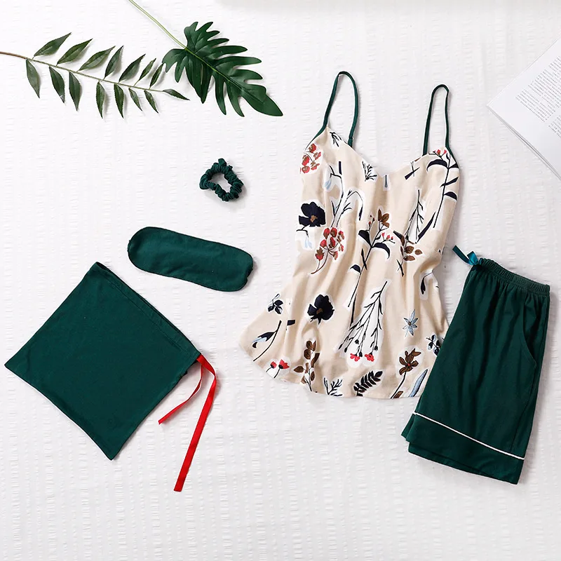 7 шт. Хлопковая пижама с цветочным принтом пижамные комплекты большой размер