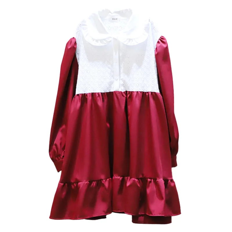 

IEQJ Loose Temperament Medium Length Patchwork Dress For Women Peter Pan Collar Casual New Fashion Tide 2021 Summer 3GD265