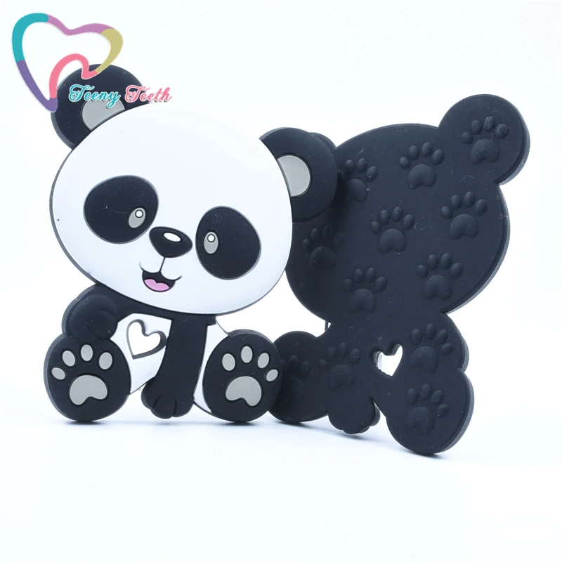 Mordedor de silicona sin BPA para beb&eacute;, juguete de dibujos animados de Panda, venta al por mayor, 6-9 meses, 20 Uds.-1