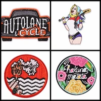 fashionable cartoon car round patch clown girl comic character embroidery patch popular diy childrens school bag badge