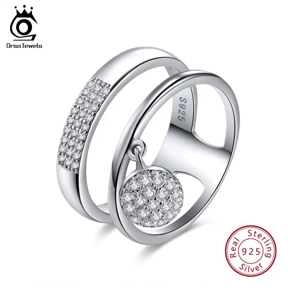 ORSA JEWELS 925 пробы Серебряное кольцо AAA кубический цирконий предложение для свадьбы обручальные кольца ювелирные изделия для женщин OSR116