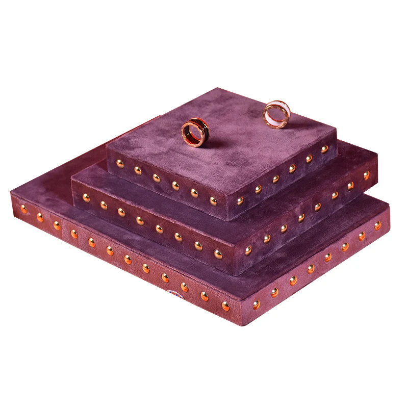 

JINSKY Jewelry Display Trays Rivet Design Micro Fiber Ring Necklace Bracelet Display Plate Jewelry Storage Props