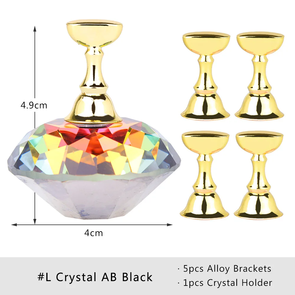 L Crystal AB Black 1 набор, магнитный держатель для ногтей из сплава, практичный дисплей, стенд, акриловые хрустальные подставки, накладные кончики для ногтей, для салона, для самостоятельного маникюра, инструменты LA741 - Цвет: L Crystal AB Black
