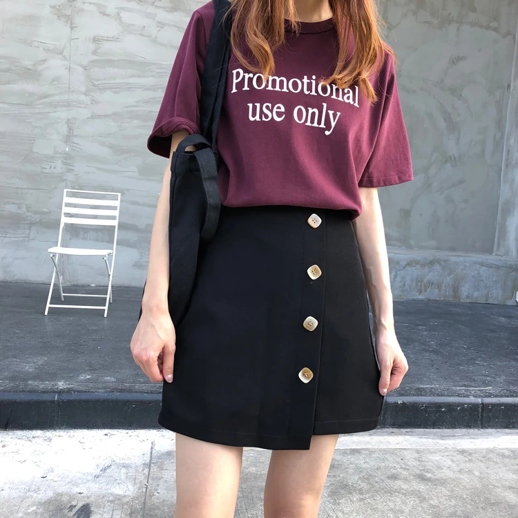 

Single Breasted Skirt Fashion Women Solid Short Skirt High Waist Buttons Short Mini Skirt High Waist Skirt black mini skirt