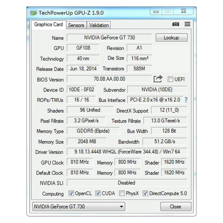 GT730 GDDR5 1GB 128Bit Express Game Video Card Ie Card BTC Mining Video Card with a Cooler Fan for GeForce