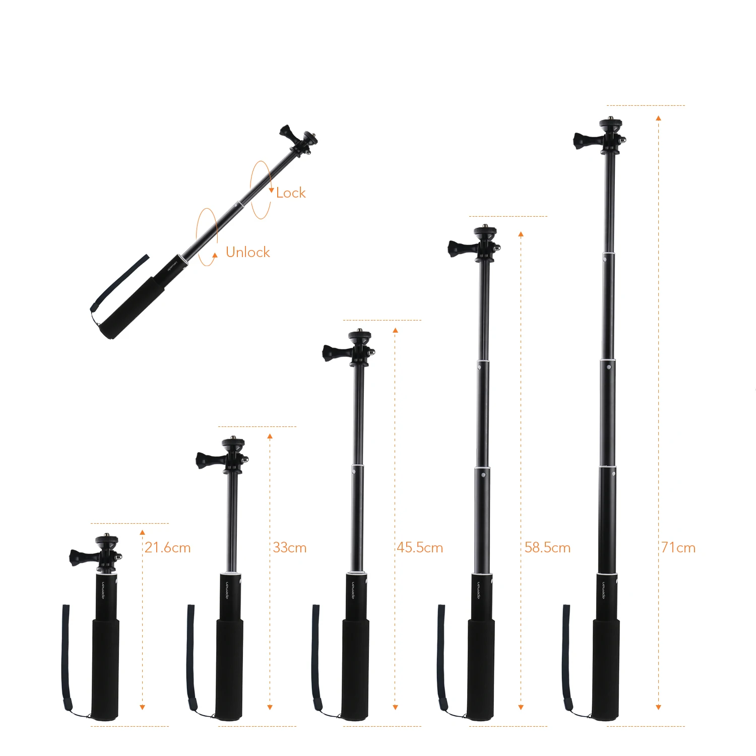 Экшн-камера APEMAN селфи-палка раздвижная совместимая с GoPro Hero9/Hero8/Hero 9/8/Fusion Akaso Brave 5/4