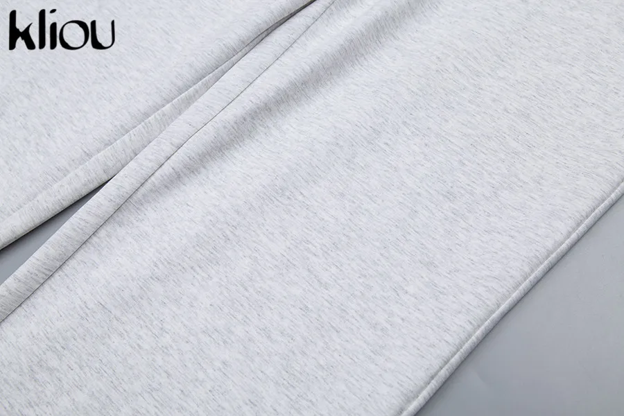 Kliou women's pants casual streetwear elastic waist drawstring cotton cargo pants autumn joggers pockets fashion trousers